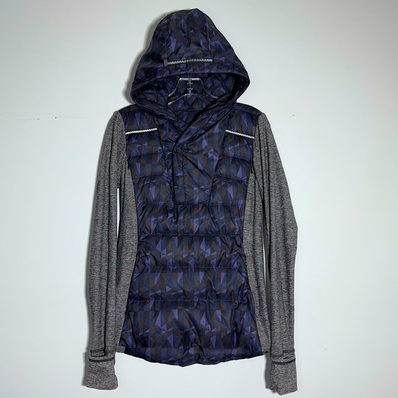 Lululemon Fluff Off Pullover Stained Glass Love Nightfall Black 6 Down Jacket - Picture 6 of 16